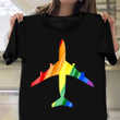 Airplane Rainbow Shirt LGBT Flag Pilot Tee Shirt Gifts For Gay Men