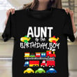 Aunt Of The Birthday Boy Shirt Cars Trucks Trains Birthday Party T-Shirt Gift For Aunt