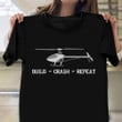 Build Crash Repeat Shirt Retro Graphic Helicopter T-Shirt Gift Ideas For Dad