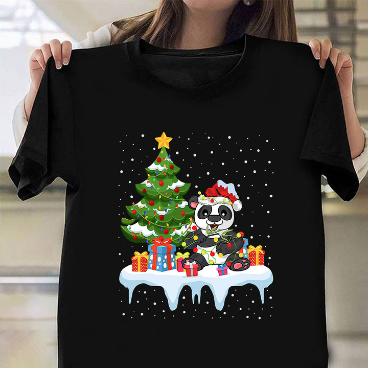 Panda Christmas Shirt Cute Panda Graphic Tee Christmas Gift Ideas For Daughter