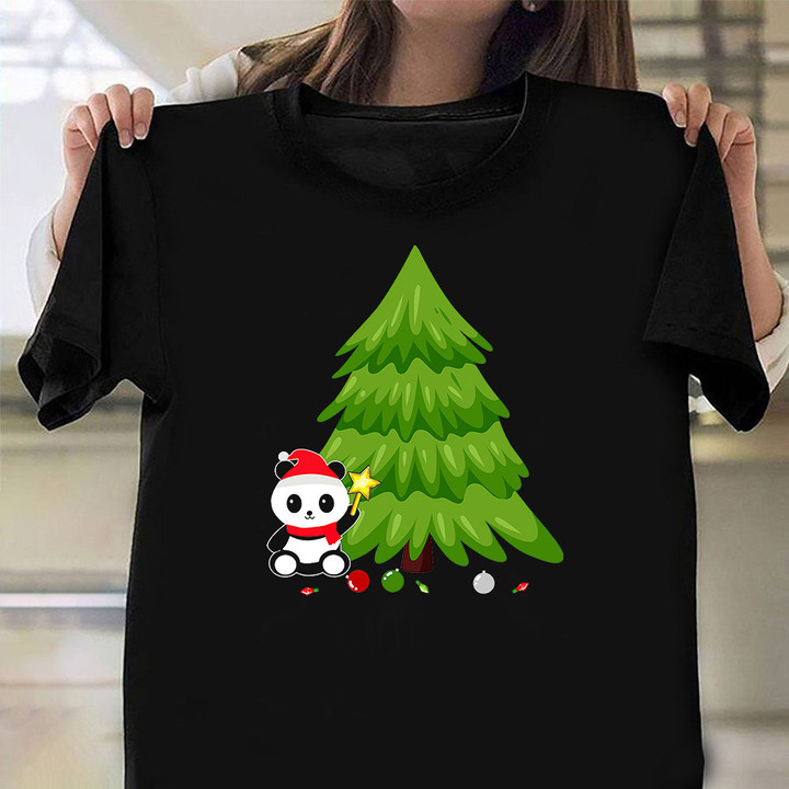 Panda Christmas Tree T-Shirt Cute Christmas Shirt Panda Gifts For Him