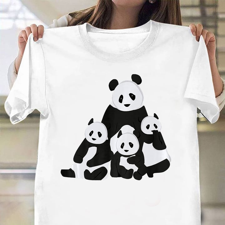 Panda Bear Mom Dad Of Three Pandas Kids T-Shirt Funny Family Shirt