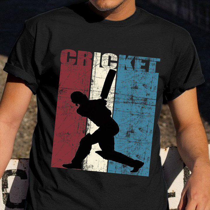 Cricket Shirt Cricket Player Vintage Retro Distressed T-Shirt Step Father Gifts