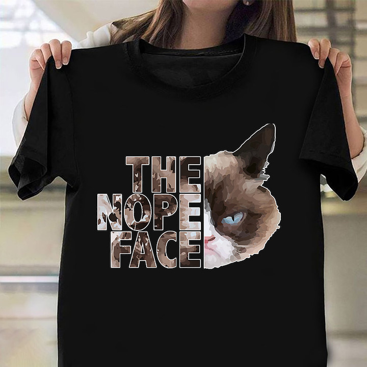 Grumpy Cat Face The Nope Face T-Shirt Funny Cat Graphic Tees Hilarious Shirt