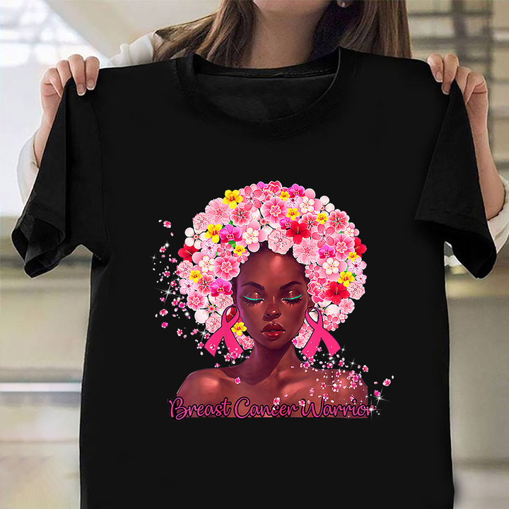 Breast Cancer Warrior Shirt Black Afro Lady Woman Breast Cancer Survivor Shirt Apparel