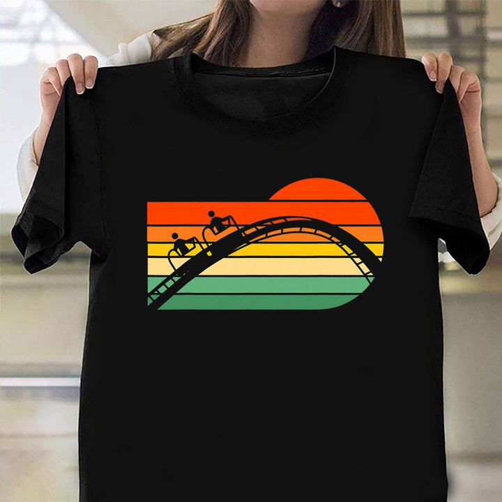 Rollercoaster Theme Park Vintage Sunset Roller Coaster Shirt Clothing
