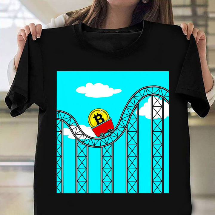 Bitcoin Ride Roller Coaster Shirt Park Theme Humor T-Shirt Good Gifts For Teens