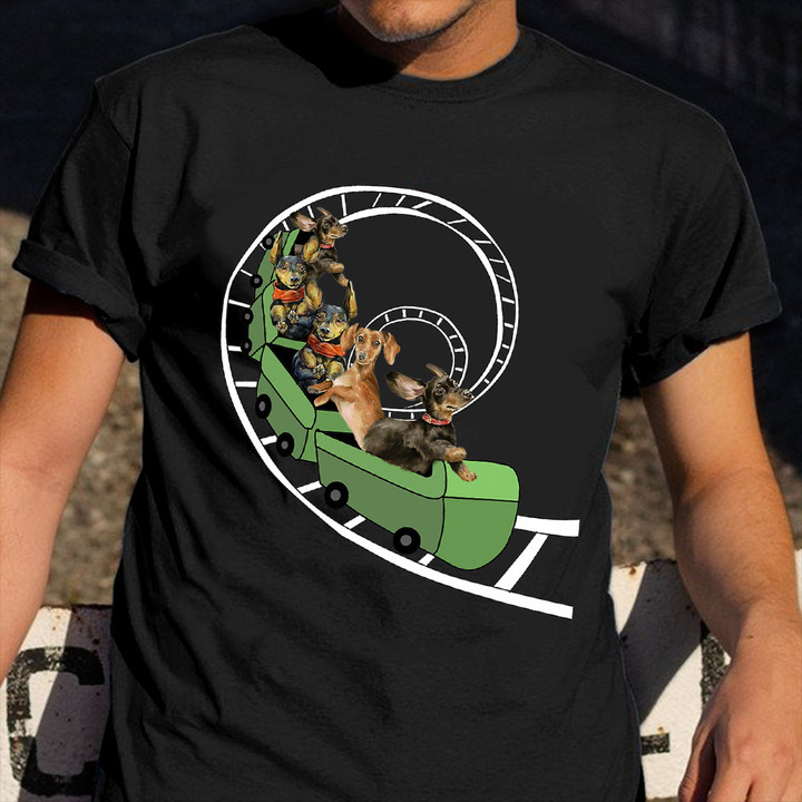 Dachshund Dog Ride Roller Coaster Shirt Funny T-Shirt Designs Gifts For Dachshund Lovers