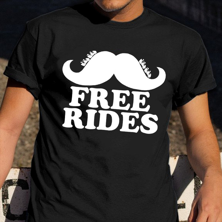 Free Rides Shirt Mustache Graphic Roller Coaster T-Shirt Cousin Gift Ideas