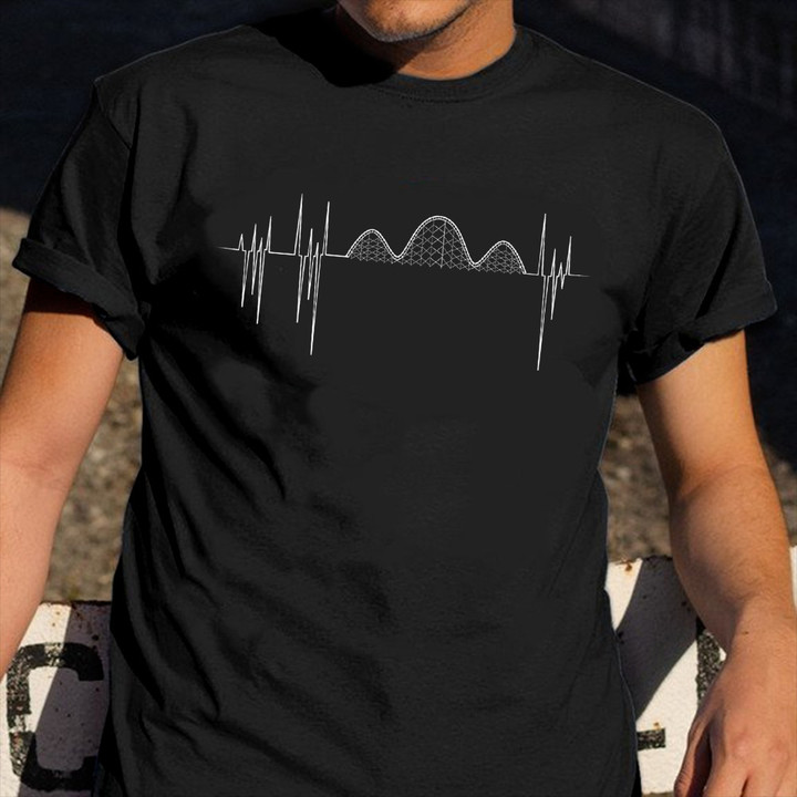 Heartbeat Roller Coaster T-Shirt Apparel Themed Rollercoaster Shirt Clothing