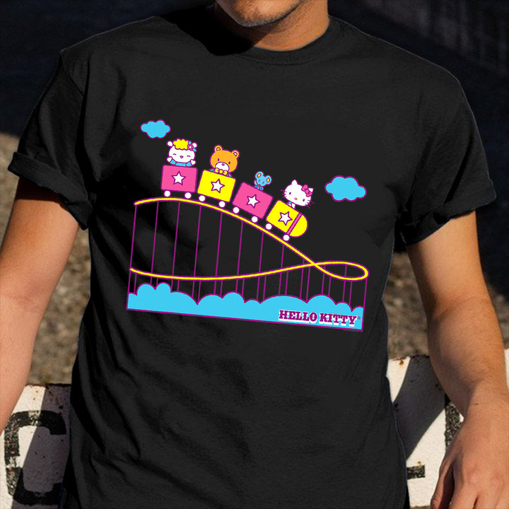 Hello Kitty Riding Roller Coaster T-Shirt Cute Shirt Designs Gift For Grandson