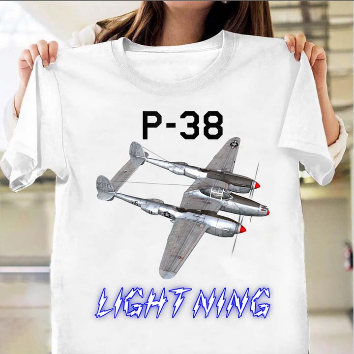 Lockheed P-38 Lightning Shirt Heavy Fighter Aircraft T-Shirt Presents For Him