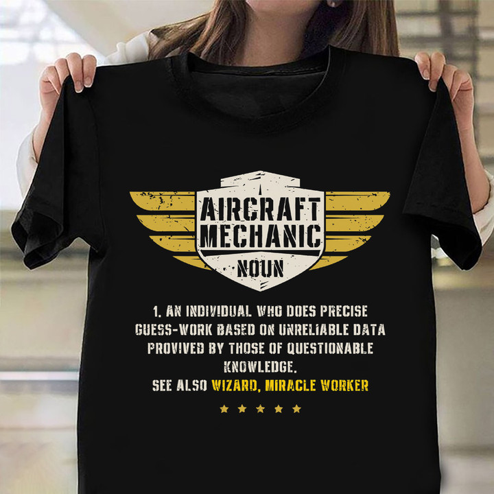 Aircraft Mechanic Noun Shirt Funny Definition T-Shirt Men Best Gifts For Grandpa
