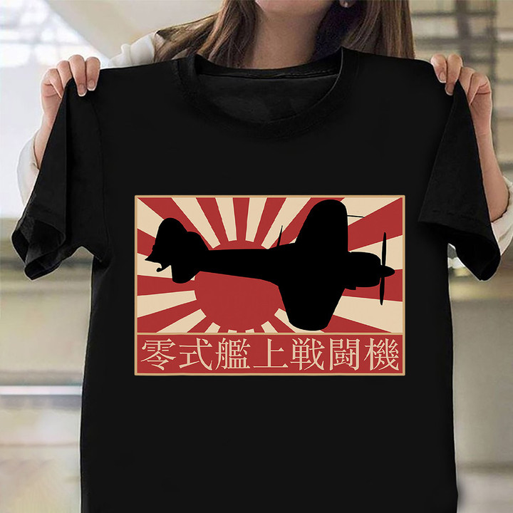 Mitsubishi A6M Zero Japan Flag T-Shirt Fighter Aircraft WW2 Shirts New Daddy Gifts