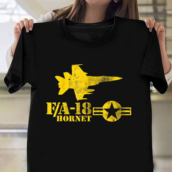 Navy Fighter Jet FA-18 Hornet Old Retro Shirt Pilot Fighter Jet Plane T-Shirt Gifts