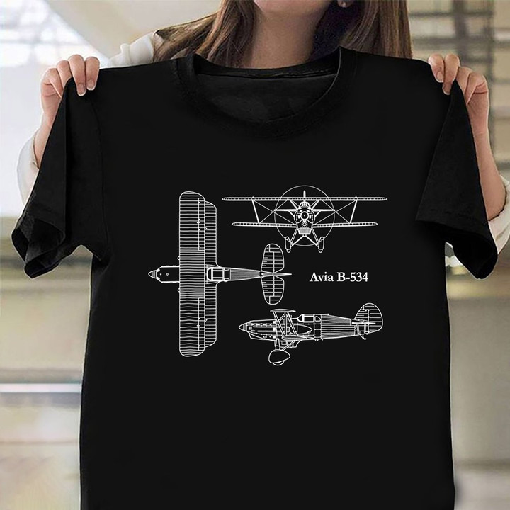 Avia B-534 Biplane T-Shirt Design Aviation Themed Gifts For Men