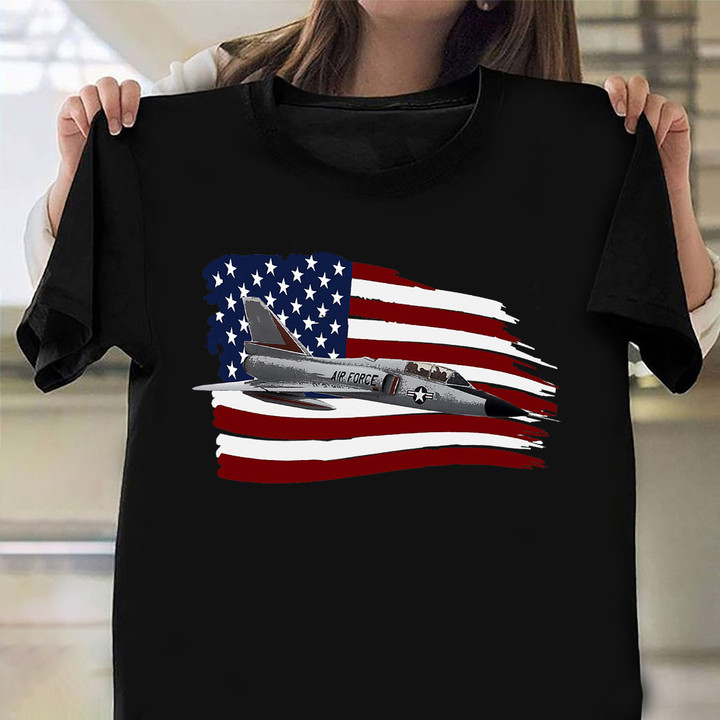 F-106 Delta Dart Shirt Interceptor Aircraft USA Flag T-Shirt Patriotic Gifts For Men