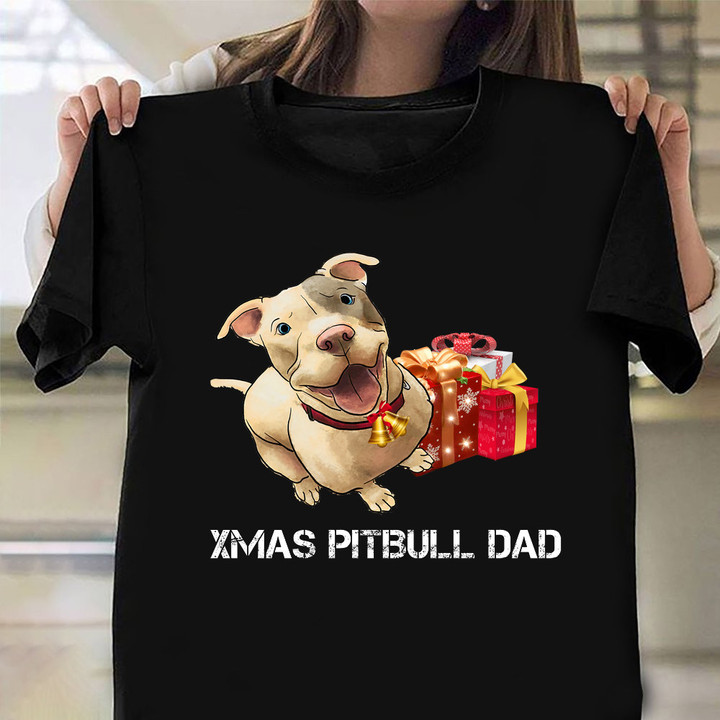 Xmas Pitbull Dad Christmas T-Shirt Pitbull Dog Dad Holiday Christmas Gift Ideas