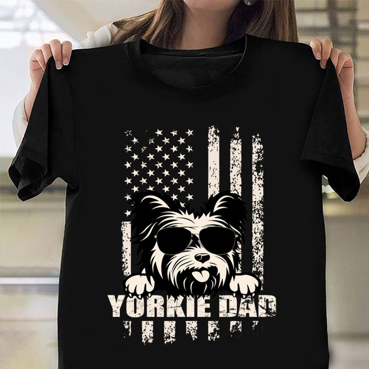 Yorkie Dad Shirt Happy Fathers Day Yorkie Dog Dad T-Shirt Gifts For Him