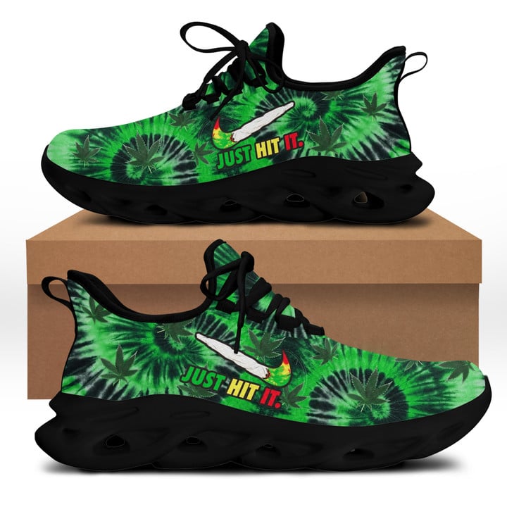 Just Hit It Weed Leaf Tie dye Clunky Sneakers Funny Cannabis Stoner Marijuana Weed Shoes