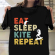 Eat Sleep Kite Repeat Shirt Vintage Retro Mens Surf Tees Gifts For Adult Nephew
