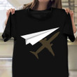 Flying Paper Airplane Silhouette Shirt Cool Paper Airplanes Design T-Shirt Gift For Male