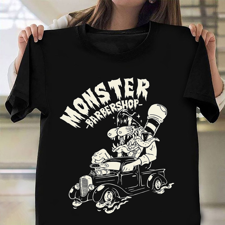 Monster Barbershop Shirt Mens Barber Clothing Style T-Shirt Gift