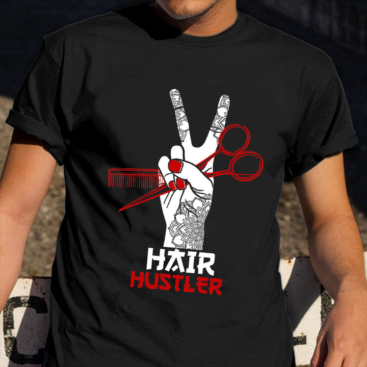 Hair Hustler Shirt Mandala Hair Stylist Hairdresser T-Shirt Womens Ladies Gifts