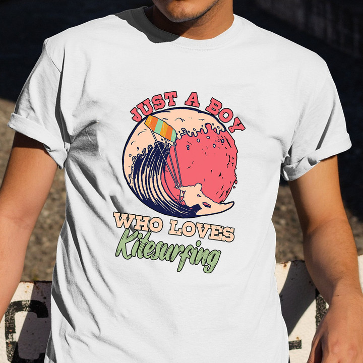 Just A Boy Who Loves Kitesurfing Shirt Water Sports T-Shirt Men Gifts For Surfers