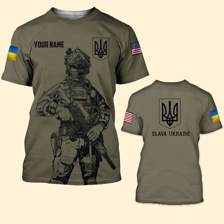 Personalized Name USA Stands With Shirt Military Merchandise