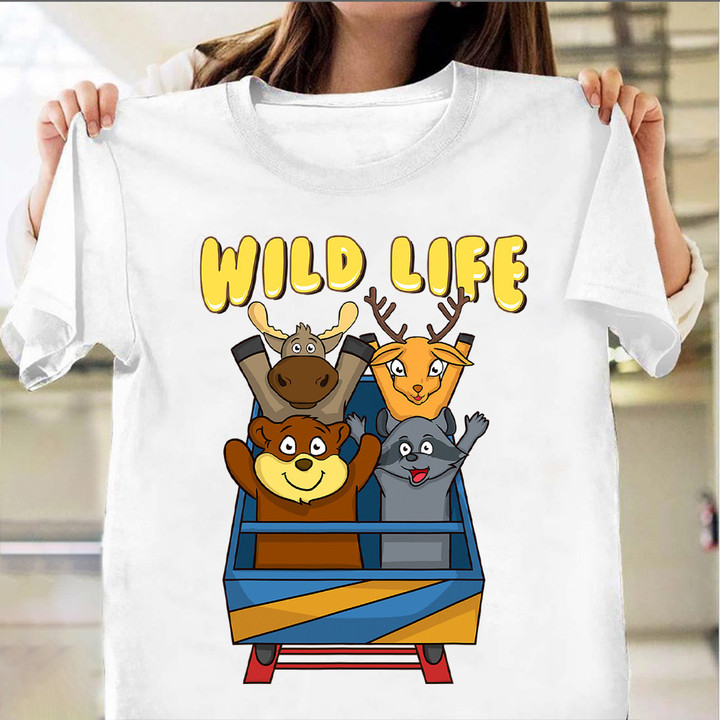 Deer Raccoon Moose Bear Parachute Wife Life T-Shirt Cute Animal Shirt Graphic Tee
