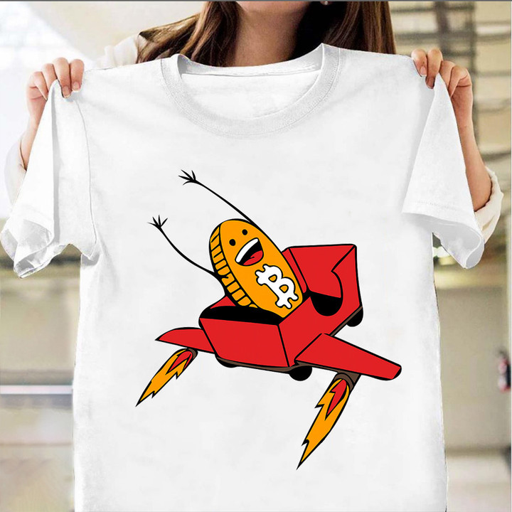 Bitcoin Rocket Roller Coaster To The Moon Shirt Cute Funny Design T-Shirt Presents For Teens