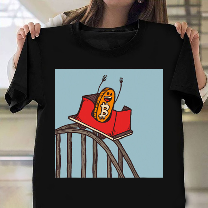 Bitcoin Ride Rollercoaster Shirt Funny Graphic T-Shirts Gifts For Traders