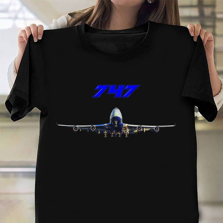 Airline Jet 747 Plane Shirt Jumbo Jet Print T-Shirt Presents For Grandpa