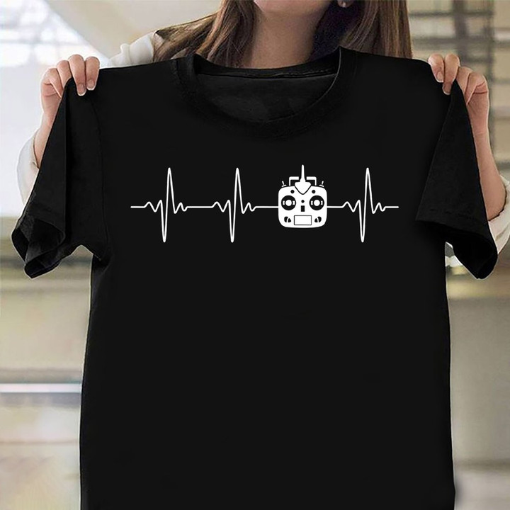 Plane Heartbeat Shirt Funny Vintage T-Shirt Gifts For Pilot Boyfriend