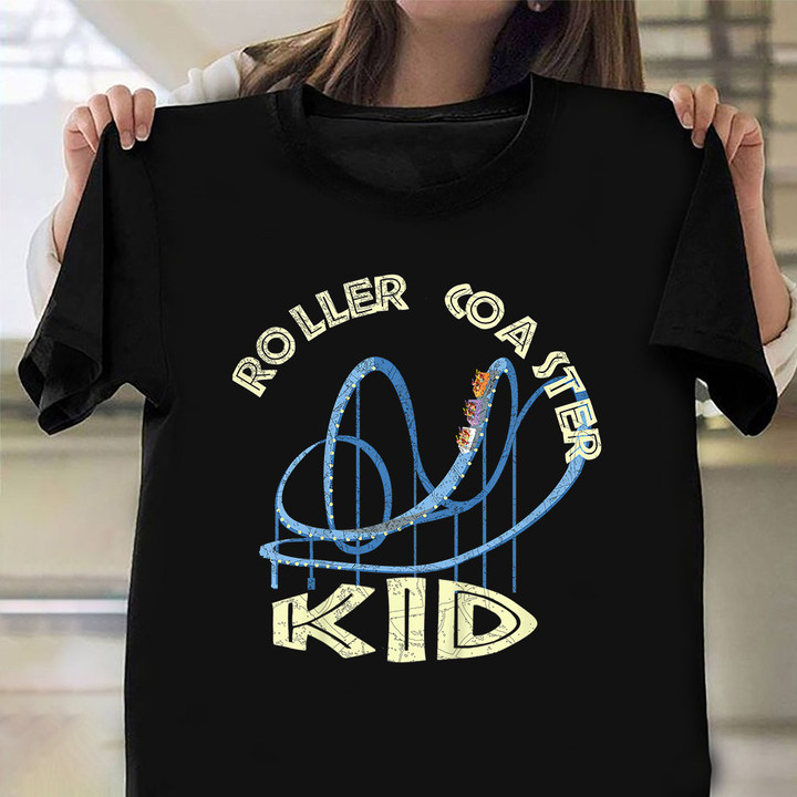 Roller Coaster Kid Shirt Thrill Adventure Amusement Park T-Shirt Fun Gifts For Teens