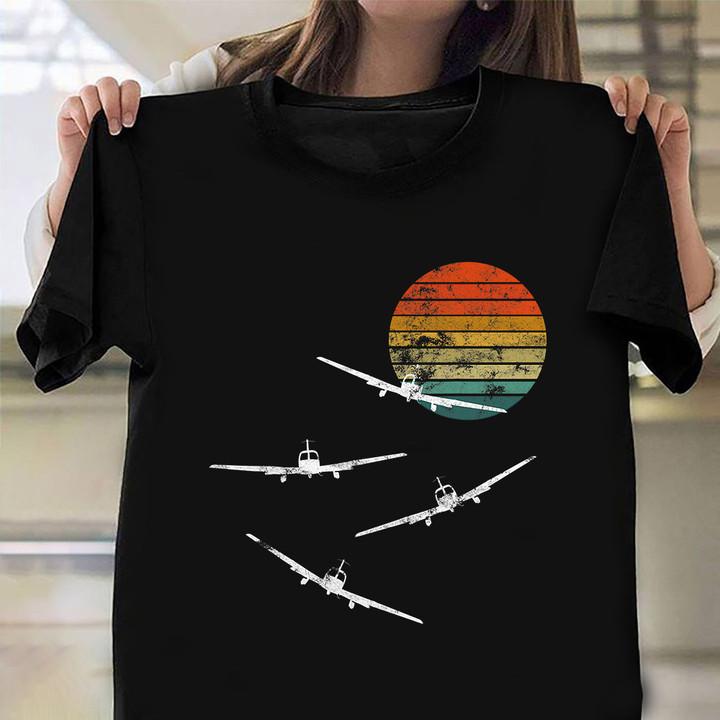 Flying Plane Vintage T-Shirt Plane Graphic Tee Gifts For Airplane Lovers