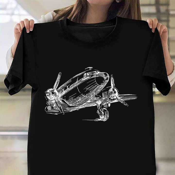 Douglas DC-3 Airliner Shirt Vintage Graphic T-Shirts Mens Gift For Grandfather