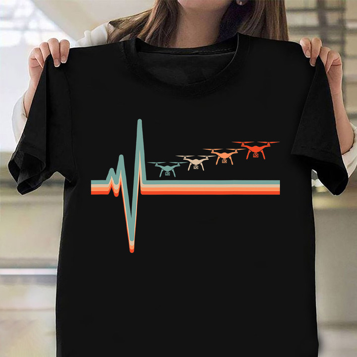 RC Drone Quadcopter Heartbeat Shirt Vintage Funny T-Shirt Presents For Him