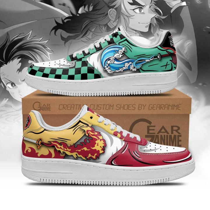 Tanjiro and Rengoku Air Sneakers Custom Breathing Demon Slayer Anime Shoes - 1 - GearAnime