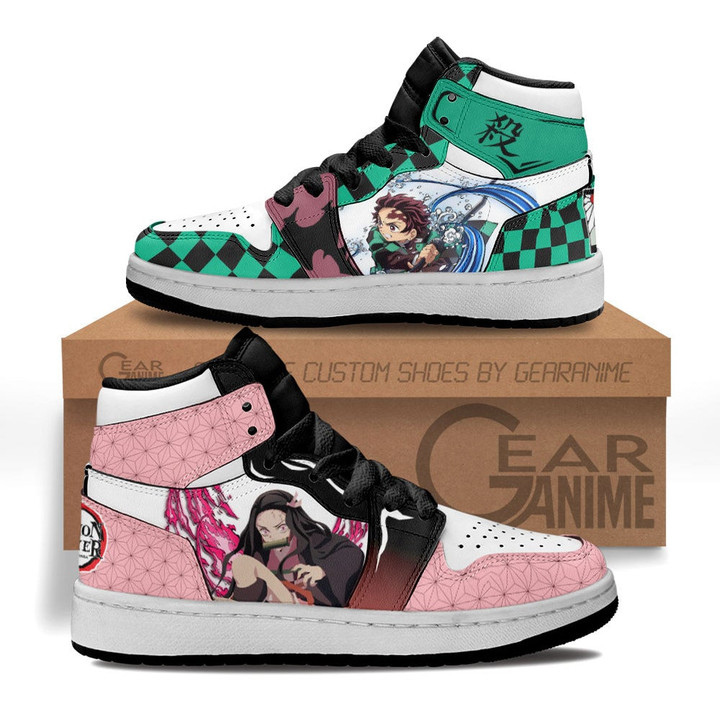 Tanjiro and Nezuko Kids Sneakers Custom Anime Demon Slayer Kids Shoes - 1 - GearAnime
