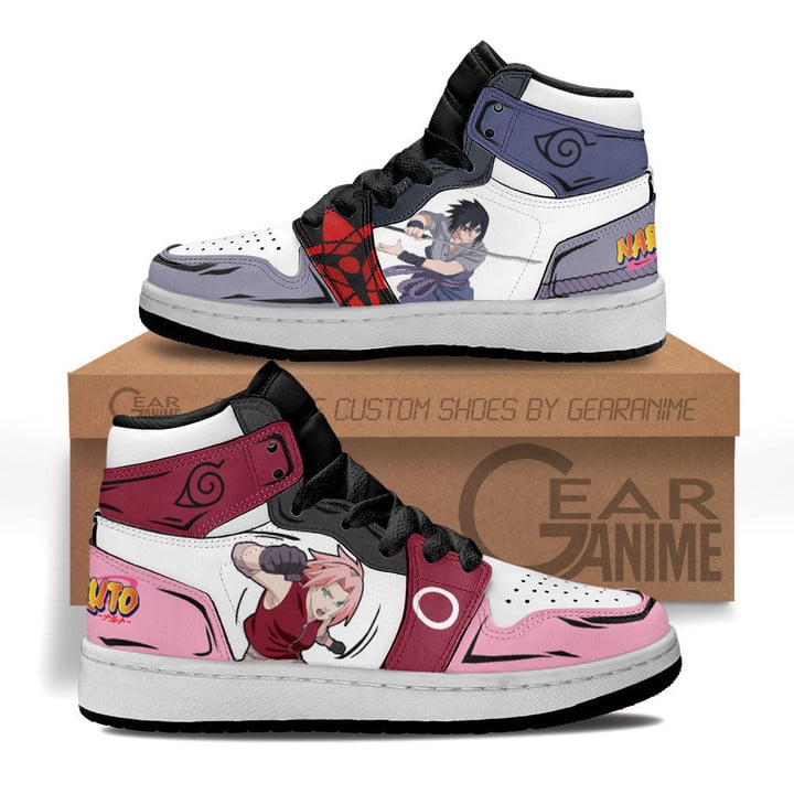 Sasuke Uchiha and Sakura Haruno Kids Sneakers Custom Anime NRT Kids Shoes - 1 - GearAnime