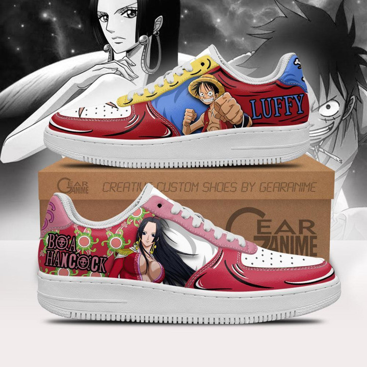 Boa Hancock And Luffy Air Sneakers Custom Anime One Piece Shoes - 1 - GearAnime