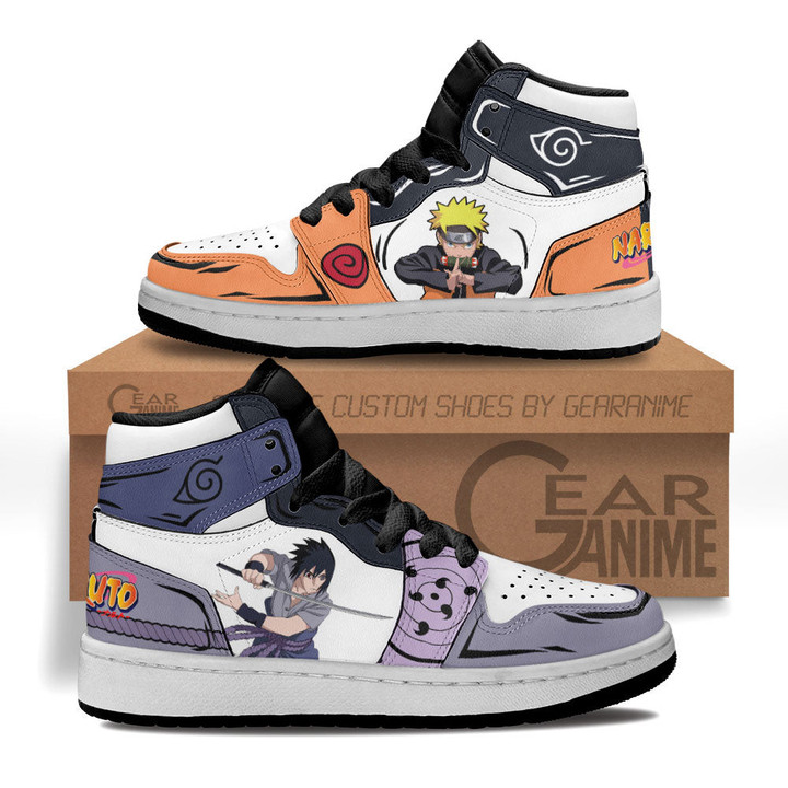 Sasuke Uchiha and NRT Uzumaki Kids Sneakers Custom Anime NRT Kids Shoes - 1 - GearAnime