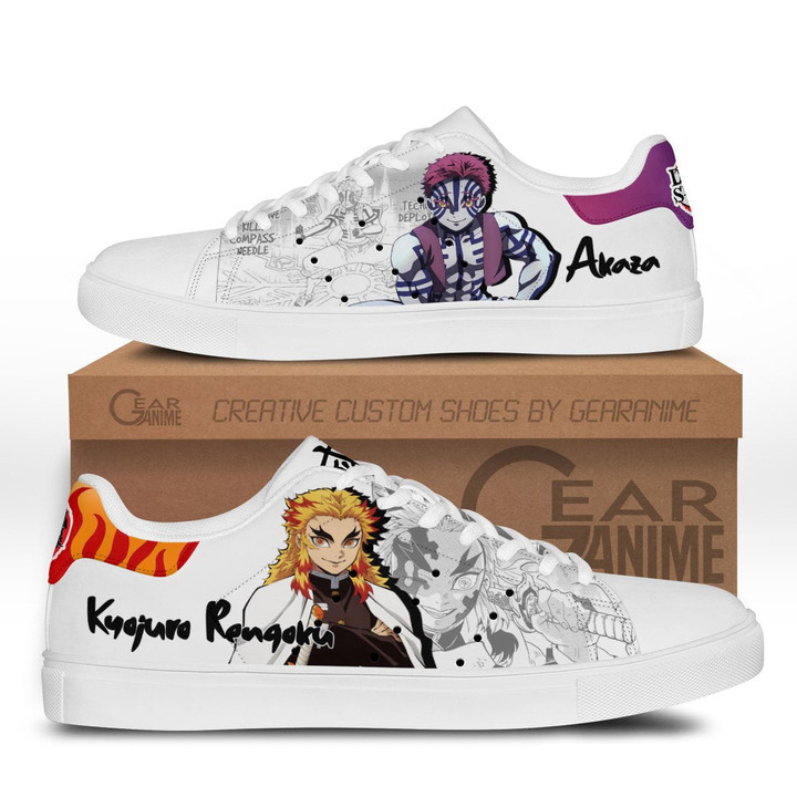Demon Slayer Akaza and Rengoku Skate Sneakers Custom Anime Shoes - 1 - GearAnime