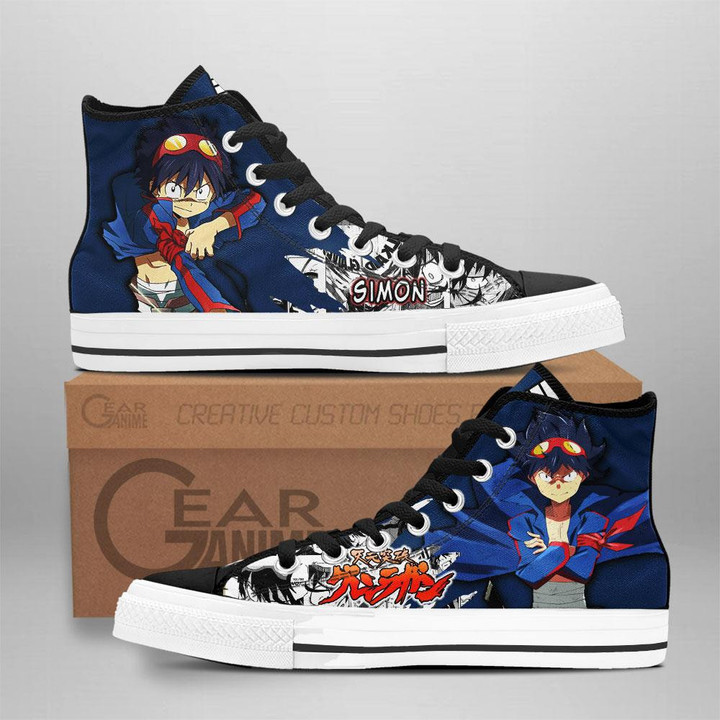 Tengen Toppa Gurren Lagann Simon High Top Shoes Custom Manga Anime Sneakers - 1 - GearAnime