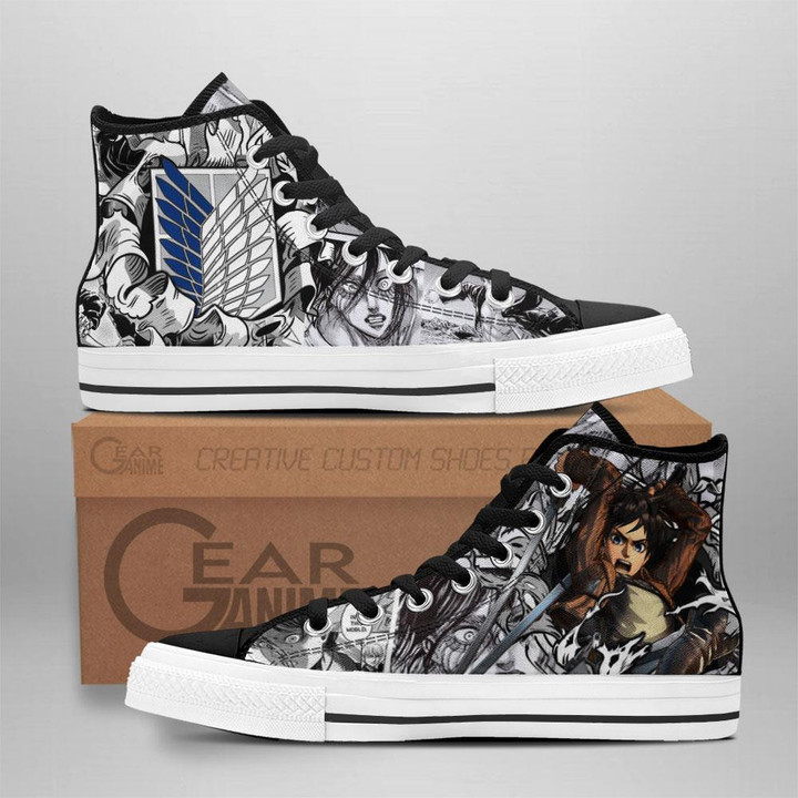 Eren Yeager High Top Shoes Custom Anime Attack On Titan Sneakers - 1 - GearAnime
