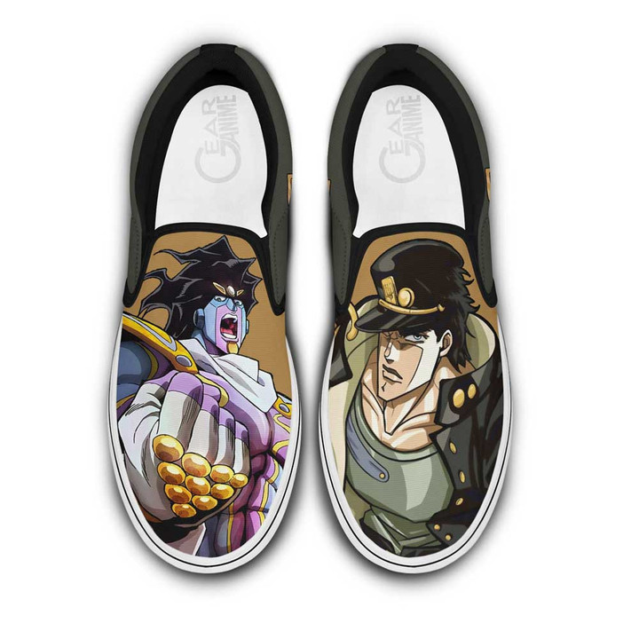 Jotaro Kujo Slip On Sneakers Custom Anime JoJo's Bizarre Adventure Shoes - 1 - GearAnime