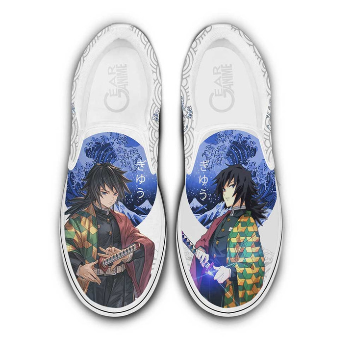 Giyuu Slip On Sneakers Custom Demon Slayer Anime Shoes - 1 - GearAnime