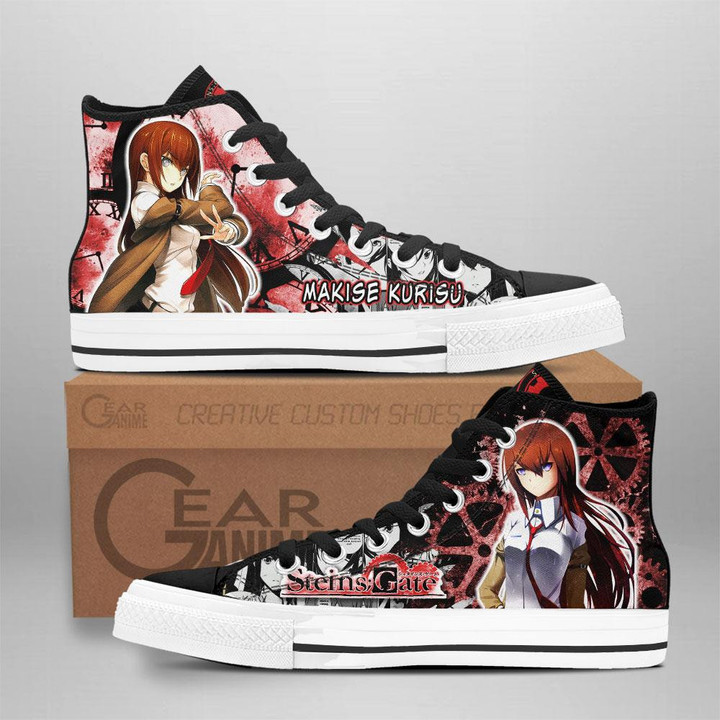 Steins Gate Makise Kurisu High Top Shoes Custom Manga Anime Sneakers - 1 - GearAnime